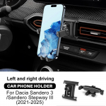 Auto gravitatsiooniline magnetiline telefonihoidik Dacia Sandero 3/Sandero Stepway III Jogger 2024 2025 jaoks Klamber GPS-navigatsioon Regular style