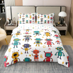 Roboti tekkikate komplekt 3D Moodne ulme Lahe robot voodipesu komplektid Kuninganna T&auml;issuurus Poisid Teismelised Mehed Tekikate komplekt EU Single(135*200cm)3pcs gray