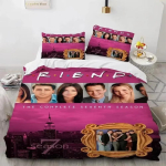 Uus 3D-tr&uuml;kiga S&otilde;brad TV-sarja 3D tekikott Voodipesukomplekt Tekk Linased padjap&uuml;&uuml;rid Kodu sisustus &Uuml;heinimese Kahekohaline Twin King Queen EU Single(135*200cm)3pcs black