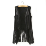 Narmastikuga Vest Naistele Nahast Suede Vest Tuttidega Vintage Talvine L&auml;&auml;ne Maakodu Cowgirl Vest Vest Jakk XXXL must