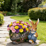 Lihav&otilde;ttej&auml;nese kujuke lillepoti kaunistus Armas loominguline taimepott terrassile muruplatsile Welcome Male Bunny
