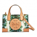 Tory Burch Ella 18 Topelt T-logo Viinapuu Prindiga Lukuga K&auml;ekott Naiste kott Sinine Roheline 143164-960 Basic Set (Bag+Dust Bag)