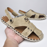 Korea versioon Vabaaja mugavad meeste sandaalid &Uuml;hev&auml;rvilised libisemiskindlad nahast sandaalid Tuhvlid Rannaks Meestele Nahast jalatsid 46 must