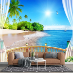 3D Rannaseinapilt R&otilde;duaken Merevaade Seinakujundus Rannamaastik Seinakujundused 200 cm(W) x 140 cm(H)