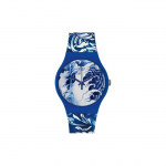 Swatch Kvartsliikumine 30m Veekindel Trendikas Mitmek&uuml;lgne Kell 41mm Sinine sihverplastkorpus Silikoonrihm Unisex kellad SUOZ154 Multicolor Watch Dial