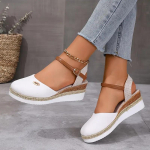 Naiste Colorblock platvormiga sandaalid pahkluu pandla rihm Mugavad Slingback kingad Mitmek&uuml;lgsed kinnise varbaga kiilukingad 36 must