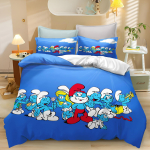 Smurfid Hooaja Anime, Kodu Magamistoa Mugavus Nordic pol&uuml;estermaterjal, sobib lastele ja t&auml;iskasvanutele, 3-osaline komplekt 135x200cm blue