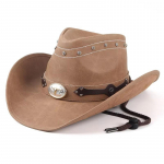 Klassikaline L&auml;&auml;ne Meeste Kauboi M&uuml;ts Naiste Cowgirl M&uuml;ts Kunstnahast Must V&auml;litingimustes H&auml;rrasmees Sombrero Hombre Tuulekindla N&ouml;&ouml;riga About 56-59cm