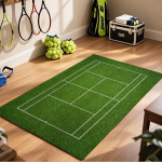 Tennisev&auml;ljaku muster Elutuba Suur Vaip Roheline &Auml;&auml;r Sinise V&auml;ljakumustriga Libisemisvastane Vaip Kodu Dekooriks 120x160cm