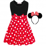 Laste Minnie Hiir T&auml;piline Varrukateta Kleit Punane 110cm 3-4 Aastat 140 CM punane/must