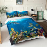 Ookeani Tekikoti Komplekt Sinine Meri Kala 3D Prinditud Laste Voodipesukomplekt Queen King Skandinaavia Ookeanimaastik Pehme Pol&uuml;ester Voodikate 135x200cm