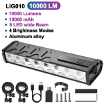 NEWBOLER Jalgrattaesituli 10000 luumenit Jalgrattavalgusti 10000mAh Veekindel Taskulamp USB-laadimisega M&auml;gi- ja Maanteeratta Valgusti Tarvik LIG010-10000 gray