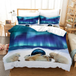 3D Kaisukaru Voodipesukomplekt Valge J&auml;&auml;karu Voodipesu Teismelistele Naistele &Uuml;he-, Kahe-, Kuninga-, T&auml;issuuruses Tekikott 2/3tk Voodiriided 135x200cm