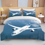 Moodne 3D-tr&uuml;kiga lennukilennuki voodipesukomplekt Multikas tekikatted padjap&uuml;&uuml;ridega Pehme voodipesu Kohandatud voodipesu Dropshipping EU single(135x200cm) white