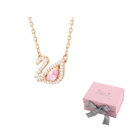Swarovski kunstkristallkivist, tsirkoonist kaelakeed naistele, roosakulla tooni plaaditud F (One Size Fits All)-Pink Bow Tie Gift Box roosa kuldne v&auml;rv