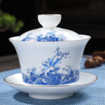 180ml Valge Portselan K&auml;sitsi Maalitud Kuldne Teekann Savist Gaiwan Teekausi jaoks Shen Puer Supp Kaane ja Tassidega Gai Wan Gaiwan ja Tassid 180ml