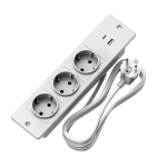 Sissepaigaldatav pikendusjuhe 3 pistikupesa ja kiirlaadimisega USB A USB C, Sisseehitatud tasapinnaline t&ouml;&ouml;laua pistikupesa pikendusjuhtmega USB-A+USB-C(10.5W)