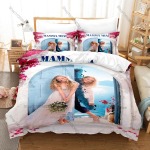 Mamma Mia 3-osaline voodipesukomplekt Tekikate 2 padjap&uuml;&uuml;ri Kreeka Rannik Diskotantsulaulu Graafika &Uuml;hiselamu Voodipesu Muusikakogujatele 140cmx200cm