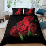 Vintage Punase Roosi Prindiga Tekikate Voodipesukomplekt Tekikate Padjap&uuml;&uuml;r 2/3-osaline Komplekt Romantiline S&otilde;brap&auml;eva Kingitus 135x200cm black