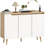 K&uuml;ljasektsioon, k&ouml;&ouml;gikapp 3 ukse, 2 reguleeritava riiuli ja 5 kummipuidust jalaga, valge ja tamm 107 x 35 x 76.5 cm
