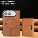 2-in-1 Nahast Rahakott &Uuml;mbris Apple iPhone Ultra 18 Fold jaoks Magsafe'i jaoks Magnetiline Kaardipesa Hoidik Jalg Telefonikate iPhone Ultra pruun