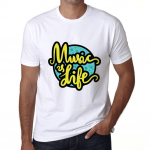 Meeste graafiline T-s&auml;rk Music on Life White XS valge
