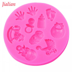 Silikoonvorm Baby Shower Party jalutusk&auml;ru k&auml;sipudel Trooja 3D fondant koogi kommide kaunistamiseks roosa