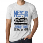 Meeste Vintage T-s&auml;rk Graafilise Tr&uuml;kiga T-s&auml;rk New York Mootorratas Alates 2019 Vintage Valge XS anti-flash valge v&auml;rv