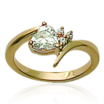 Bague Plaqu&eacute; Or 'Coeur C&acirc;lin' Blanc dor&eacute; (coeur) - largeur 9 mm 50 valge