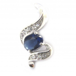 Les Tr&eacute;sors De Lily [M6183] - Pendentif Argent 'Sissi' saphir blanc argent&eacute; (rhodi&eacute;) - 18x9 mm h&otilde;be
