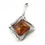 Les Tr&eacute;sors De Lily [N2180] - Pendentif Argent 'Inspiration' Ambre (rhodi&eacute;) - 21x21 mm h&otilde;be