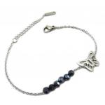 Les Tr&eacute;sors De Lily [P4881] - Bracelet acier 'Papillon' gris fonc&eacute; argent&eacute; - 13x10 mm hall