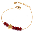 Les Tr&eacute;sors De Lily [Q5034] &ndash; disainitud terasest k&auml;ev&otilde;ru 'Une Etoile est N&eacute;e' kuldpunane - 35x9 mm punane