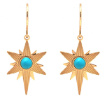 Les Tr&eacute;sors De Lily [Q5067] - Boucles cr&eacute;ateur acier 'Une Etoile est N&eacute;e' turquoise dor&eacute; - 20x15 mm t&uuml;rkiissinine
