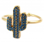 7bis [P8347] - K&auml;sit&ouml;&ouml;na valmistatud roosast kullast t&uuml;rkiissinine s&otilde;rmus  Cactus  - 14x8 mm t&uuml;rkiissinine