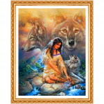 T&auml;is&uuml;mmargune puur 5D DIY teemantmaal  India naise hunt  3D tikandid ristpistes kodukaunistus 20X30CM