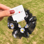 Tikitud pitsist lilleline juuksepael Naiste juuksepael Korea stiilis elastne juuksepael T&uuml;drukutele Juuste aksessuaarid hobusesabahoidja must