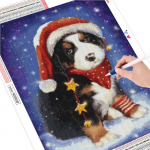 Teemantmaal T&auml;isruudukujuline j&otilde;ulukoer Teemanttikandid Talvine Loomade Mosaiik N&auml;put&ouml;&ouml; Dekoratsioon Koduks Full Round (20X30CM)