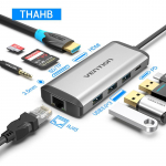 Vention USB Type C HUB HDMI Adapter 9 in 1 USB C kuni 3,5mm Audio RJ45 Multi USB 3.0 HUB Dock MacBook Pro Samsung USB-C HUB jaoks 0.15m hall v&auml;rv