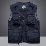 Vest Vest jakk Meeste Mitmetaskuline Klassikaline meeste Varrukateta Mantel V&auml;litingimustes Fotograafi jakid 5XL Vest Reisiriided XL tumesinine v&auml;rv