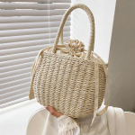 Yogodlns kuumad naiste &otilde;lgkotid kootud kott suvine rannarotangist &otilde;lakott bambusest kott suur k&auml;ekott rahakott mood 27*12*17cm beež