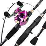 Teleskoop&otilde;ngeritv 12+1BB 7.2:1 Baitcasting Reel komplekt Bass magevee Merevee V&auml;lisreisi &Otilde;ngeritv Combo 1.8M&Left had lilla/must