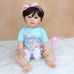 BZDOLL 55cm t&auml;issilikoonist keha Reborn Baby Girl Doll M&auml;nguasi Pehme vin&uuml;&uuml;lprintsess V&auml;ikelapse klassikaline kleit Boneca s&uuml;nnip&auml;evakingitus Brown eyes, 55cm Doll