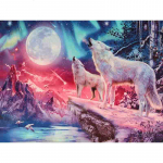 Wolves Northern Lights Teemantmaaling Ise tee tikandid Ristpistes T&auml;isstrassist mosaiigist Decor King Full Round 20x25CM