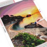 HUACAN 5D Teemanttikandid P&auml;ikeseloojang T&auml;isruudumaal Maastik Kodukaunistus Uus Saabumine Mosaiik K&auml;sitsi valmistatud Kingitus Full Square 20*30 cm