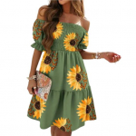 Puff l&uuml;hikeste varrukatega elastne rinnakorviga &otilde;mmeldud minikleit, volangidega, lipsuga, v&auml;rvitud &otilde;lgade suvekleit M pruun