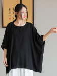 Johnature naiste nahkhiire varrukatega linased s&auml;rgid &uuml;hev&auml;rvilised lahtised topid naiste suveriided vanaaegsed T-s&auml;rgid One Size must