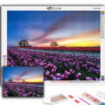 5D DIY Teemanttikandid Lilled Tulbid Teemantmaaling Mosaiik Kodukaunistus Full Round 20X30CM