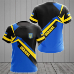 Ukraina Meeste T-s&auml;rgid Ukraina lipuga s&auml;rk 3D-tr&uuml;kiga O-kaelusega Suured l&uuml;hikesed varrukad Jersey Mood Meester&otilde;ivad T&auml;navar&otilde;ivad M