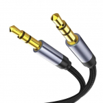 GIMIRO Aux-Aux-kaabel [2M] Lisakaabel 3,5 mm stereopistikuga helikaabel &ndash; nailonist punutud lisajuhe autole, k&otilde;rvaklappidele, telefonile, tahvelarvutile, stereole, s&uuml;learvutile hall v&auml;rv